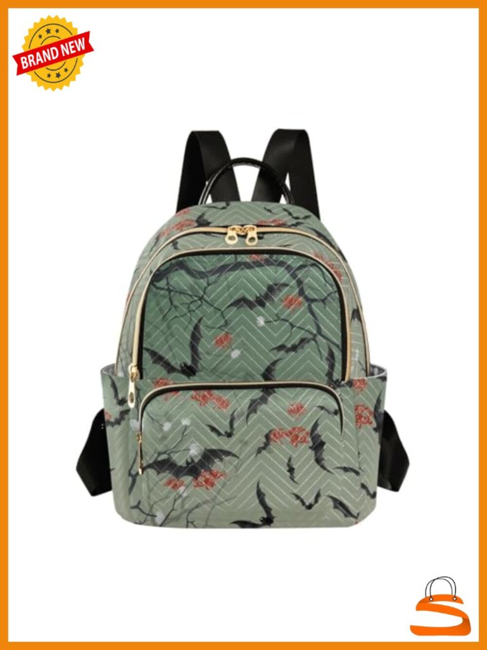 Quilted Bat Backpack Purse for Women Water Resistant Daypack Travel
